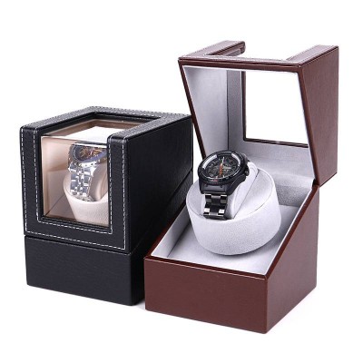 Wholesale Black Clamshell 1+0 Pu Leather Automation Watch Winder High-grade Mechanical Watch Packaging Box Display Box